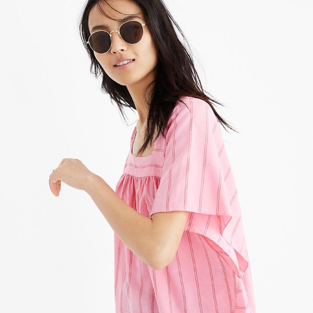 Madewell Pink Butterfly Top in Cecilia Stripe